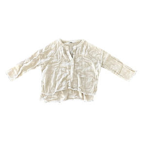 Zara beige flax linen distressed peasant cropped top XS